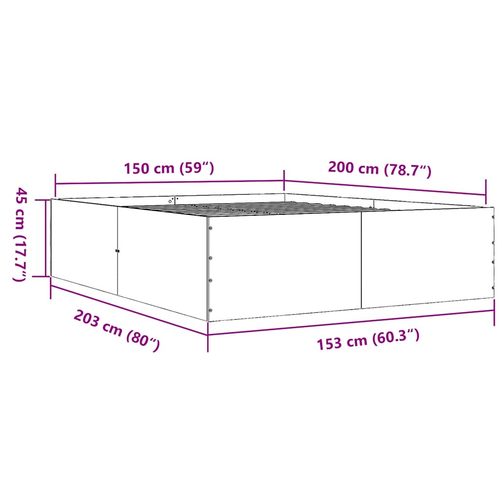 Okvir za krevet crni 150x200 cm konstruirano drvo