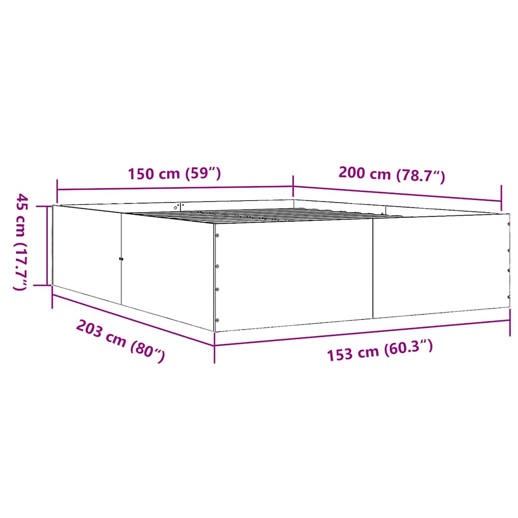 Okvir za krevet boja hrasta 150x200 cm od konstruiranog drva