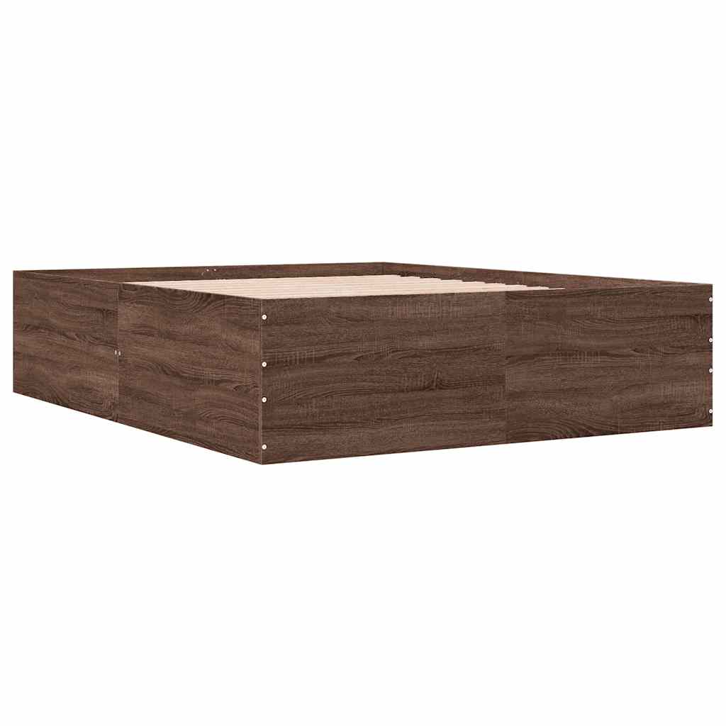 Okvir za krevet smeđi hrast 150 x 200 cm konstruirano drvo