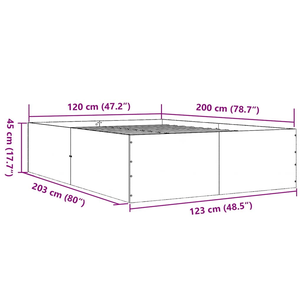 Okvir kreveta boja hrasta 120x200 cm od konstruiranog drva