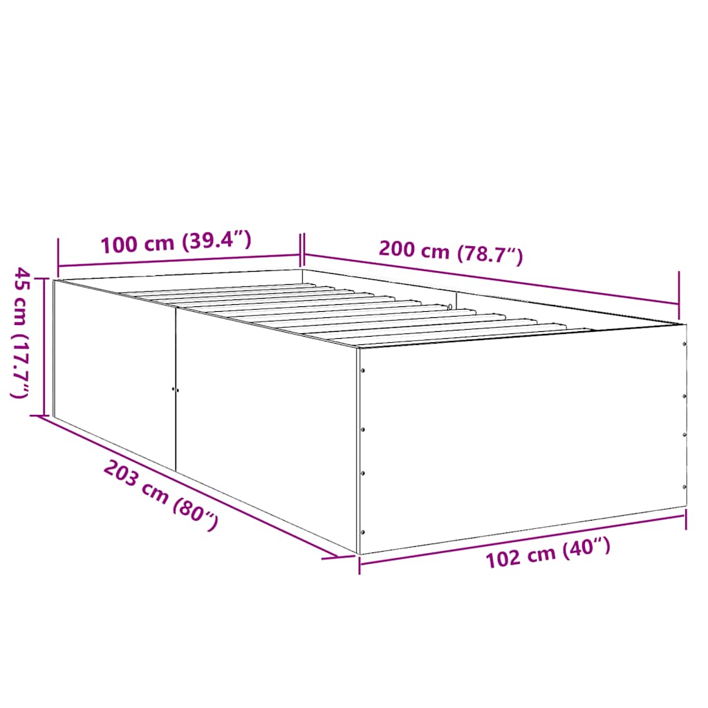 Okvir za krevet bijeli 100 x 200 cm konstruirano drvo