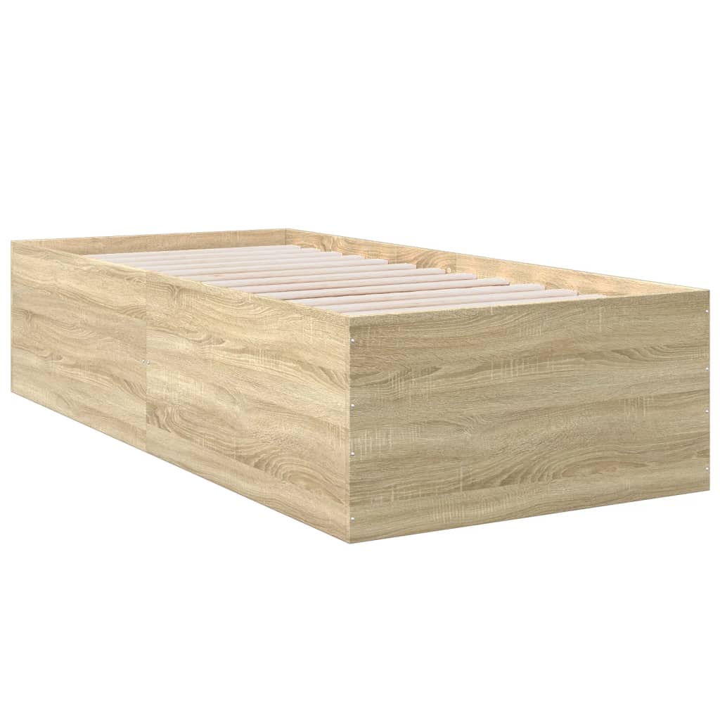 Okvir za krevet boja hrasta 90 x 190 cm od konstruiranog drva