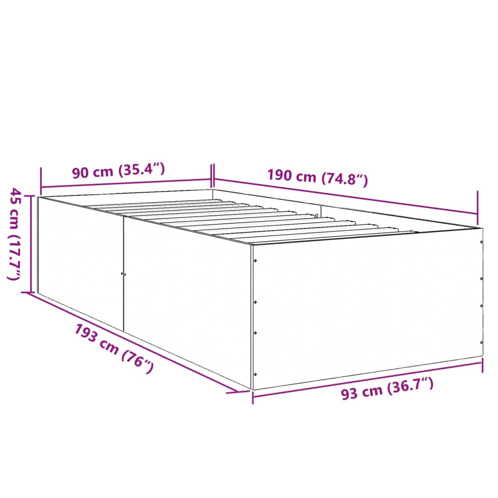 Okvir za krevet smeđi hrast 90x190 cm konstruirano drvo