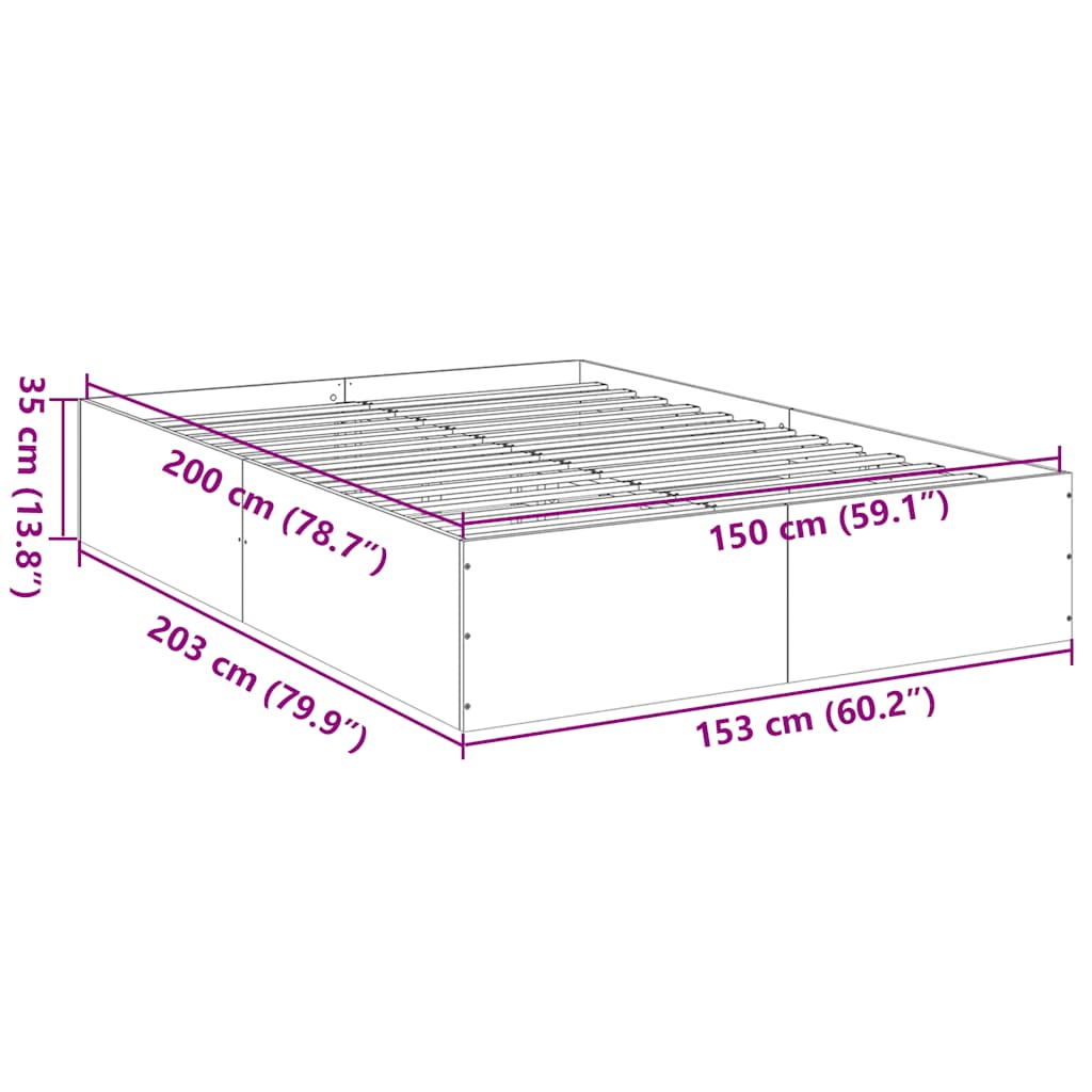 Okvir za krevet bijeli 150x200 cm konstruirano drvo