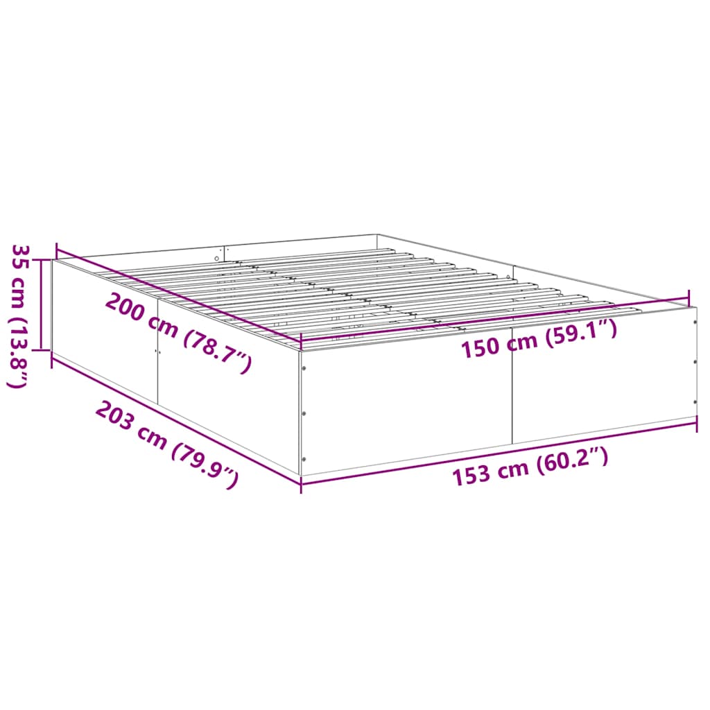 Okvir za krevet boja hrasta 150x200 cm konstruirano drvo