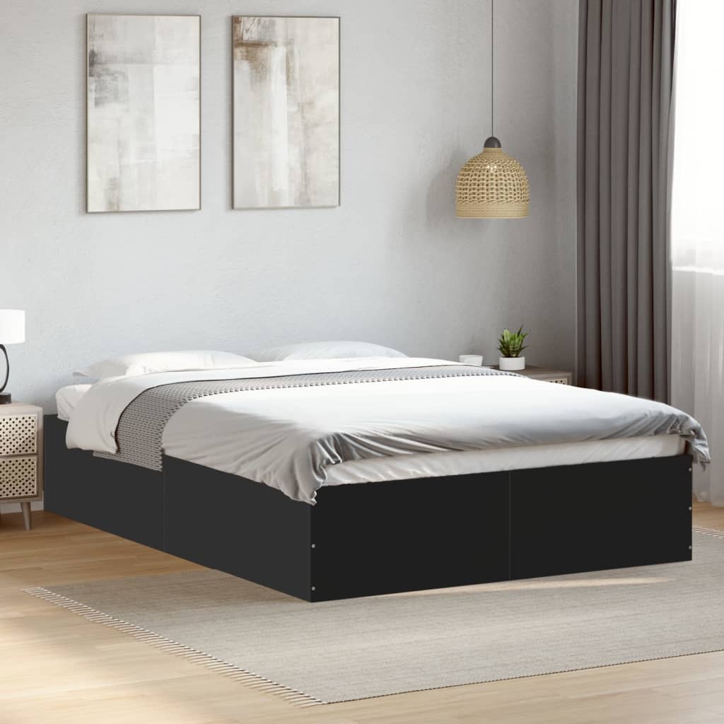 Okvir za krevet crni 135x190 cmkonstruirano drvo