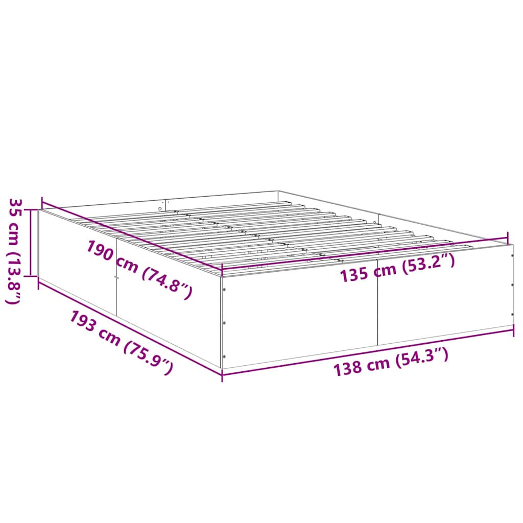 Okvir za krevet smeđi hrast 135x190 cm konstruirano drvo