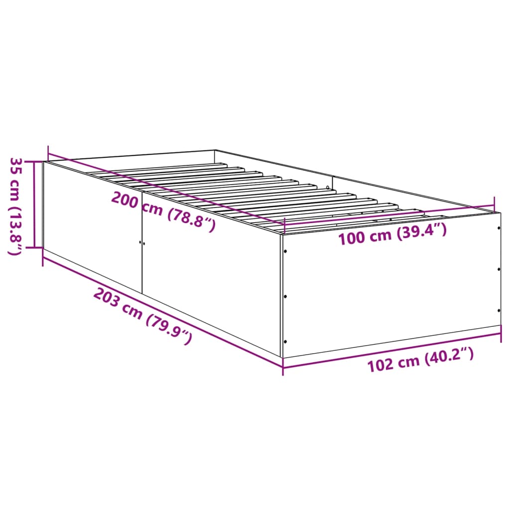 Okvir za krevet smeđi hrast 100 x 200 cm konstruirano drvo