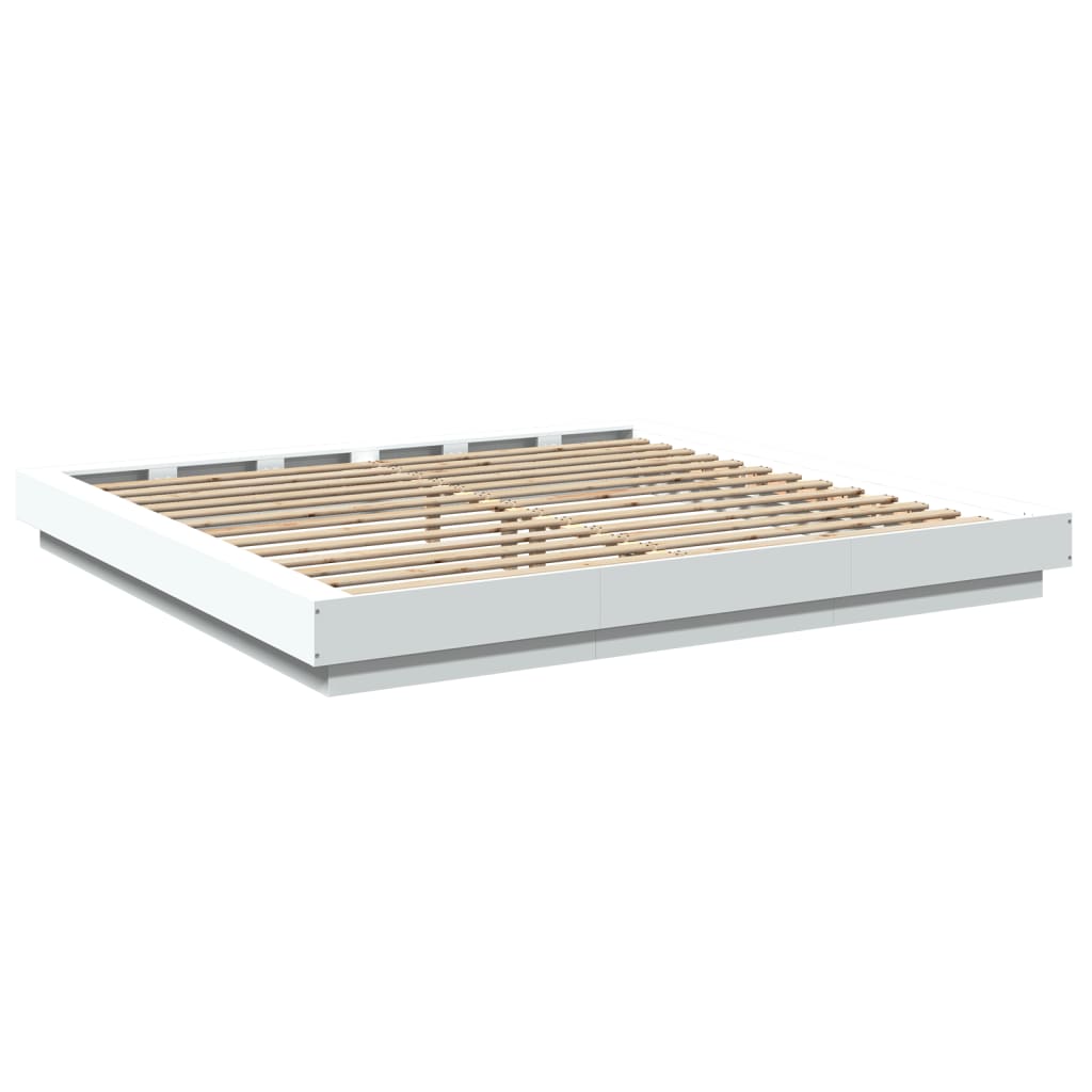 Okvir kreveta LED bijeli 200 x 200 cm konstruirano drvo