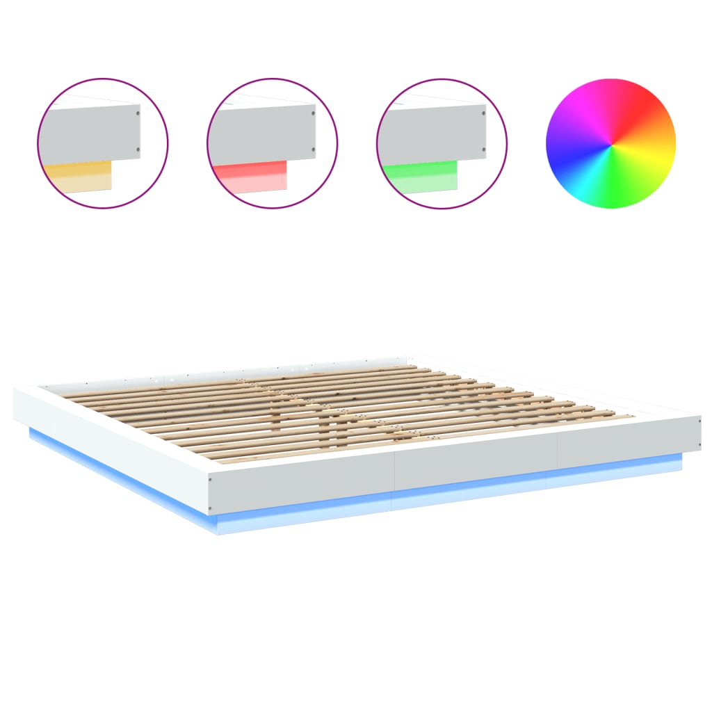 Okvir kreveta LED bijeli 200 x 200 cm konstruirano drvo