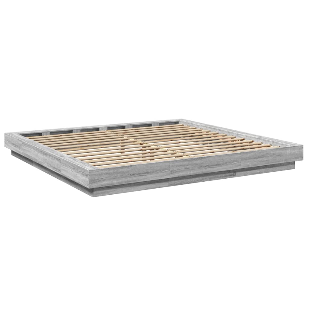 Okvir za krevet s LED svjetlima boja hrasta 200 x 200 cm drveni