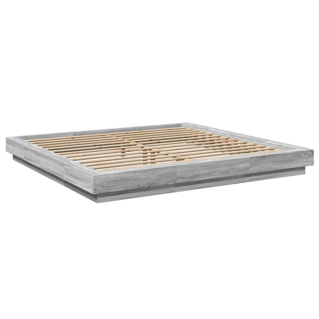 Okvir za krevet s LED svjetlima boja hrasta 180 x 200 cm drveni