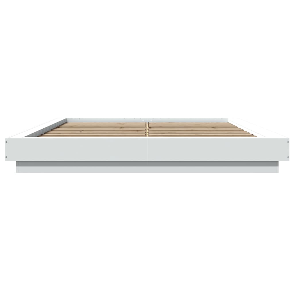 Okvir kreveta s LED svjetlima bijeli 150 x 200 cm drveni