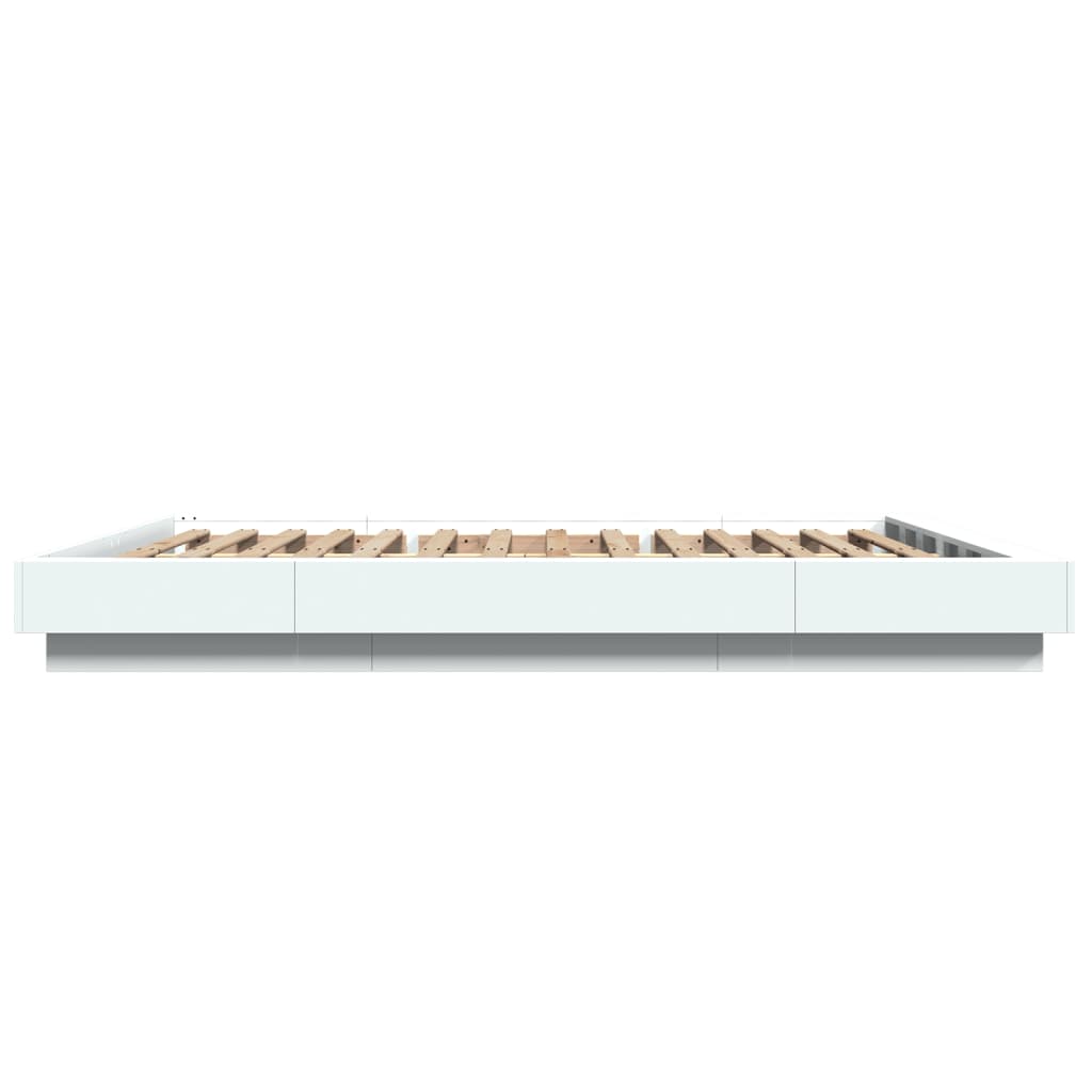 Okvir kreveta s LED svjetlima bijeli 150 x 200 cm drveni