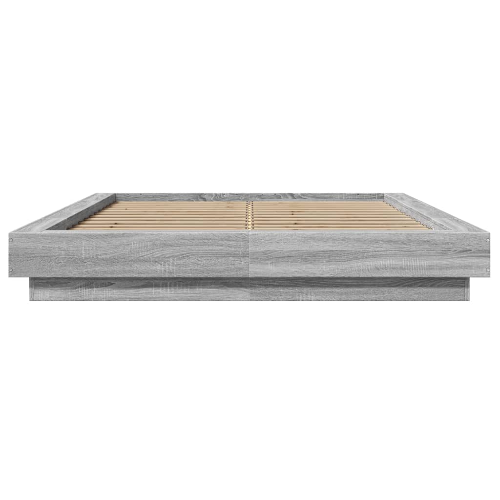 Okvir za krevet s LED svjetlima boja hrasta 140 x 200 cm drveni
