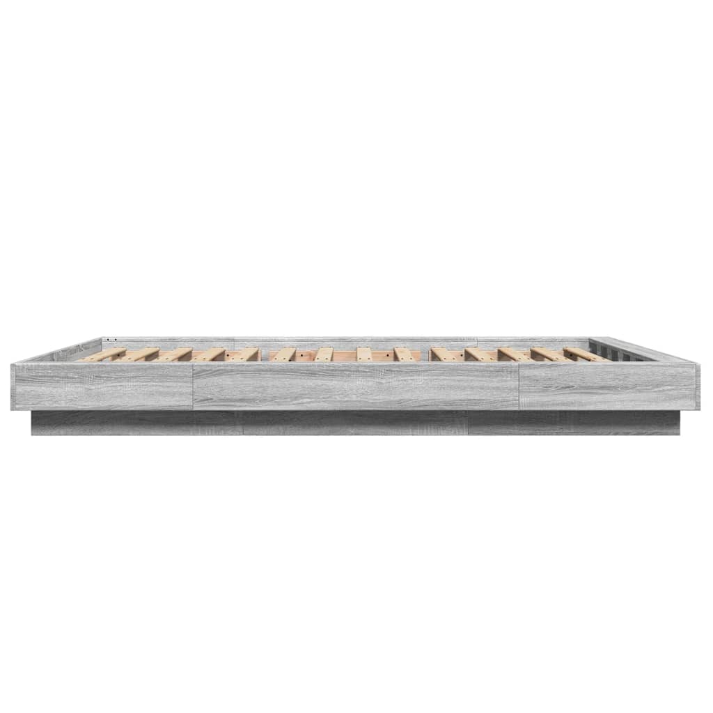 Okvir za krevet s LED svjetlima boja hrasta 140 x 200 cm drveni