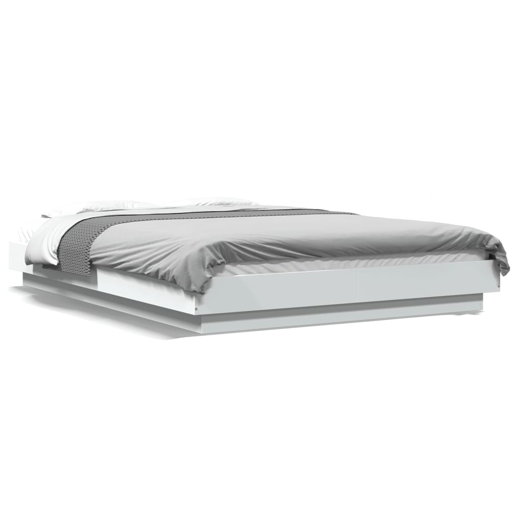Okvir za krevet s LED svjetlima bijeli 120 x 200 cm drveni