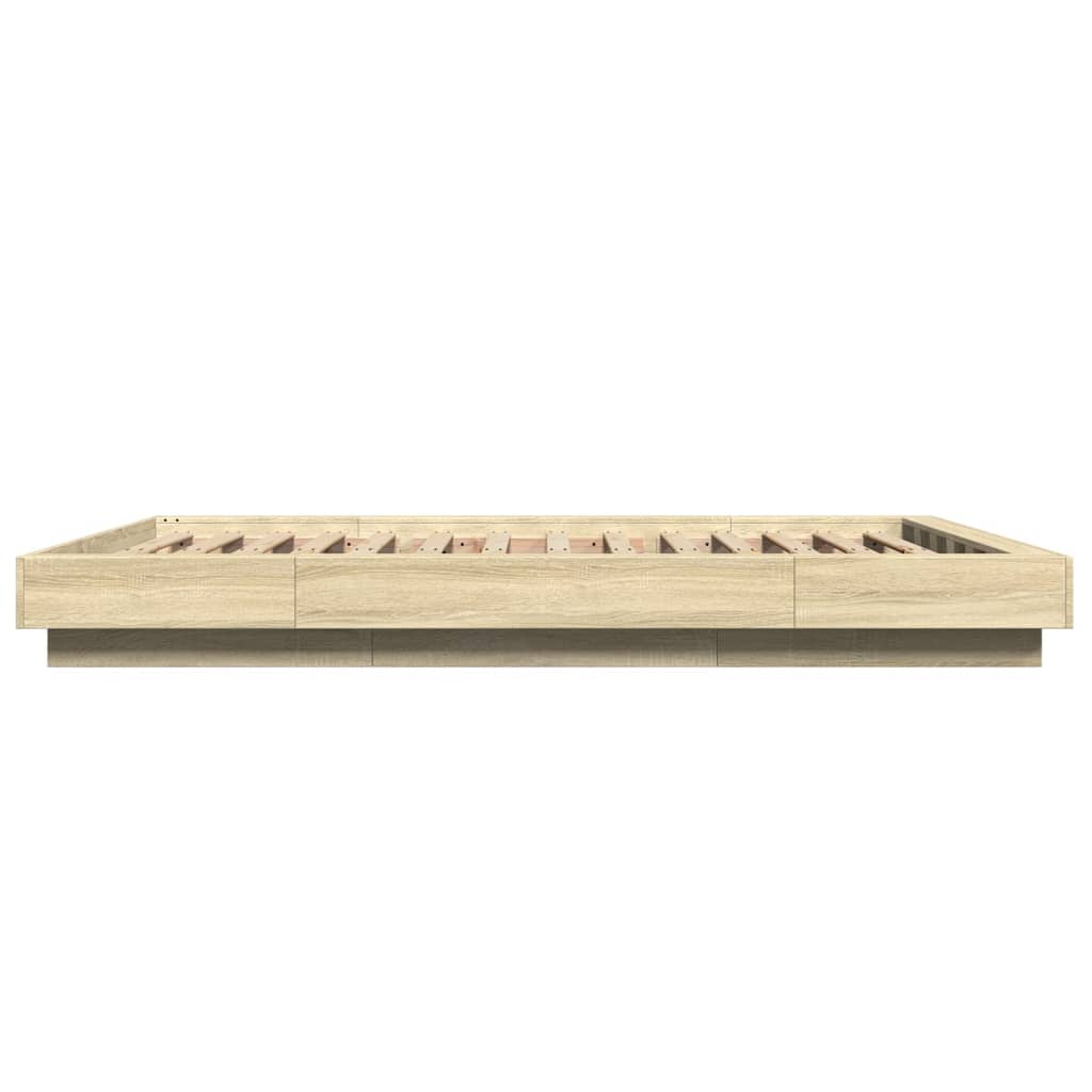 Okvir za krevet s LED svjetlima boja hrasta 120 x 200 cm drveni