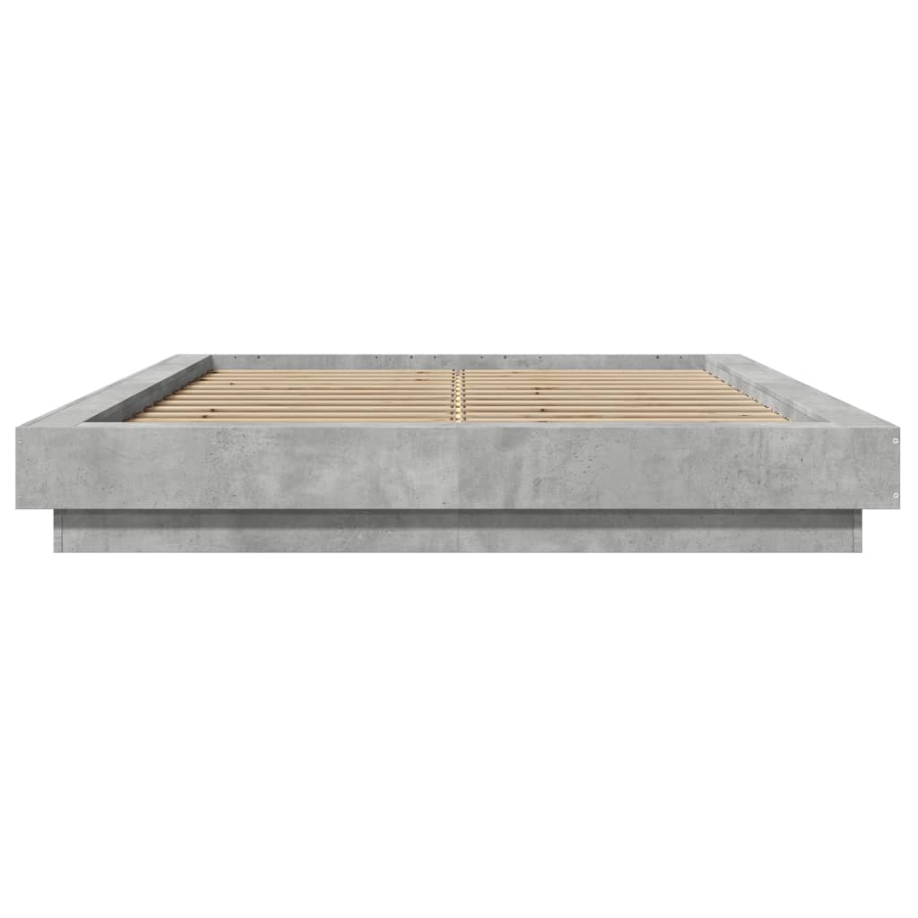 Okvir kreveta s LED svjetlima boja betona 120 x 200 cm drveni