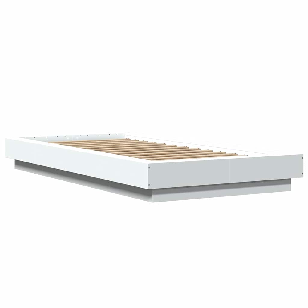 Okvir za krevet s LED svjetlima bijeli 100 x 200 cm drveni