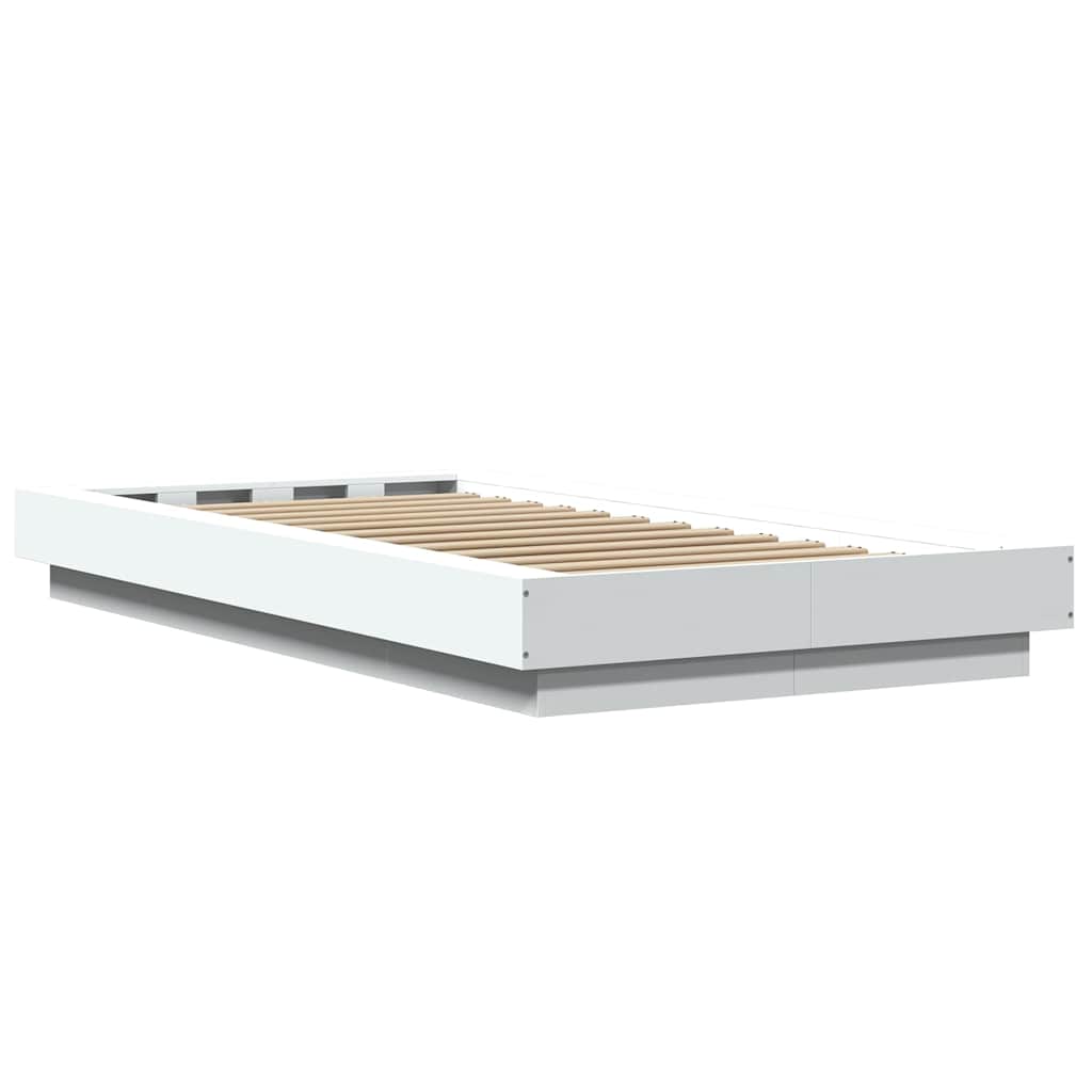 Okvir za krevet s LED svjetlima bijeli 100 x 200 cm drveni