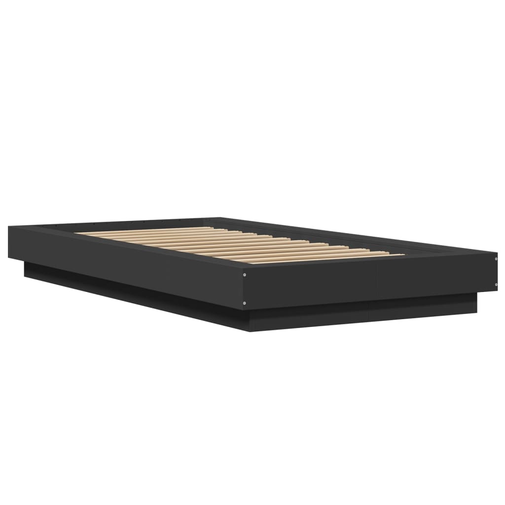 Okvir za krevet s LED svjetlima crni 100 x 200 cm drveni