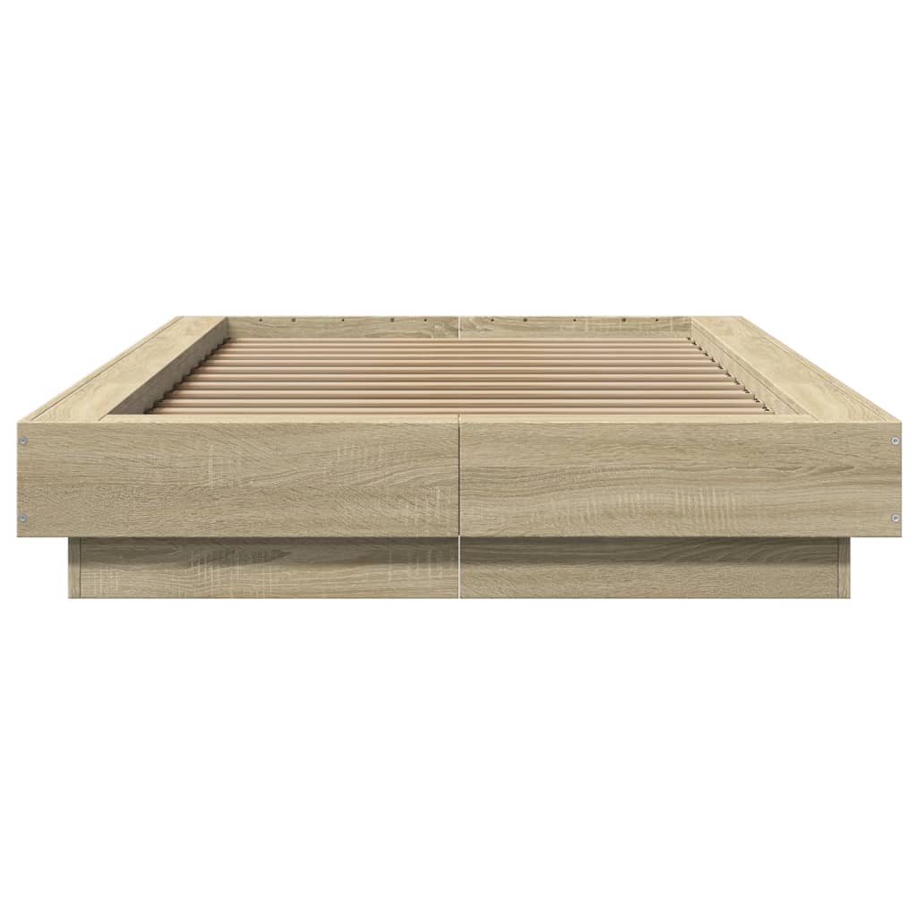 Okvir za krevet s LED svjetlima boja hrasta 100 x 200 cm drveni