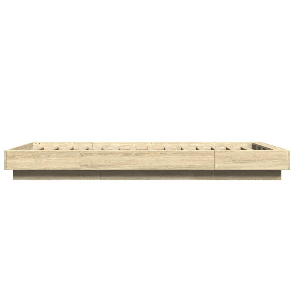 Okvir za krevet s LED svjetlima boja hrasta 90 x 200 cm drveni