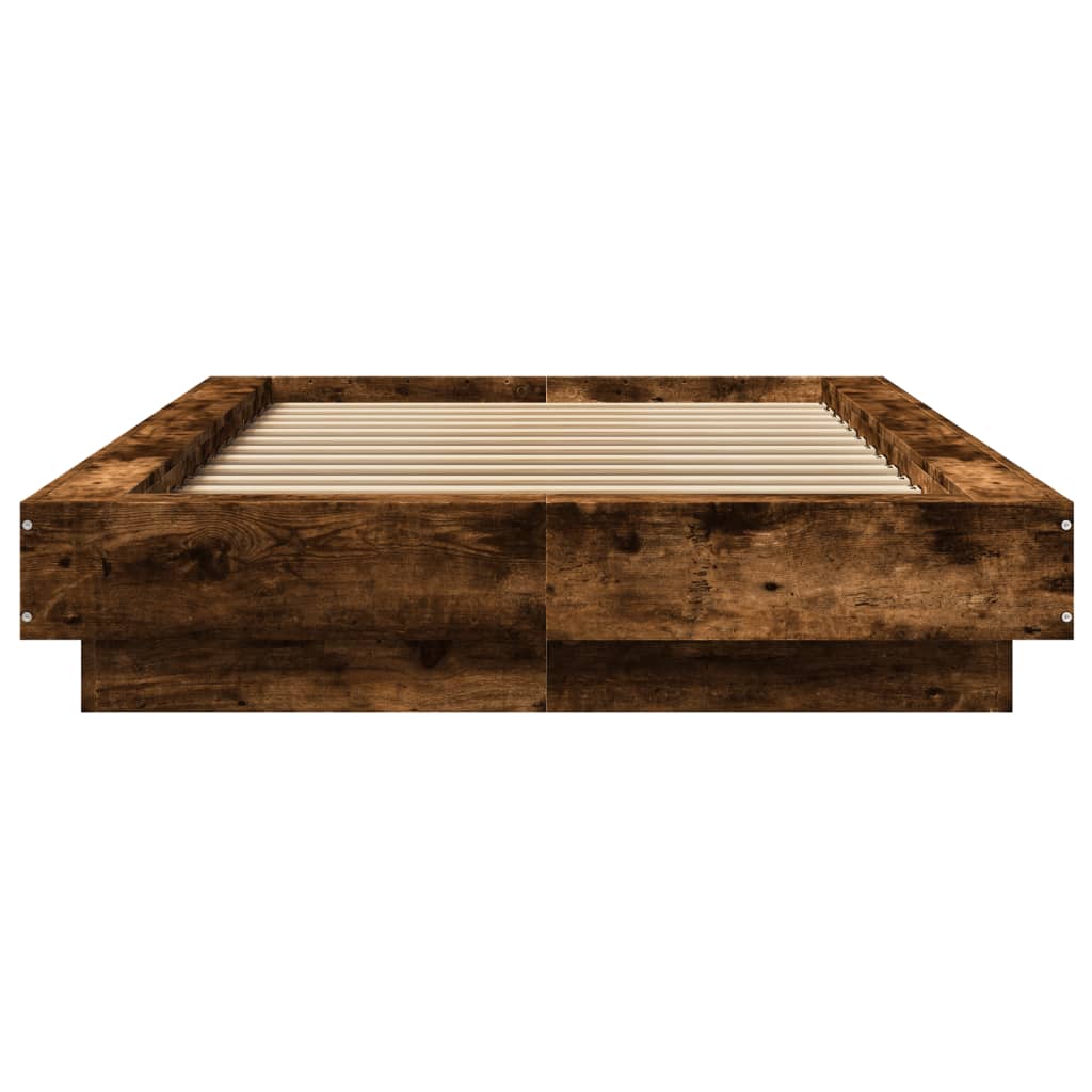 Okvir za krevet s LED svjetlima boja hrasta 90 x 200 cm drveni