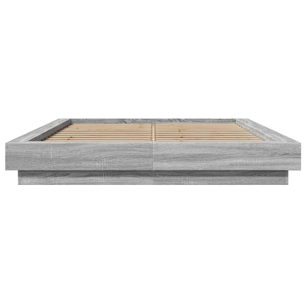Okvir za krevet s LED svjetlima boja hrasta 135 x 190 cm drveni
