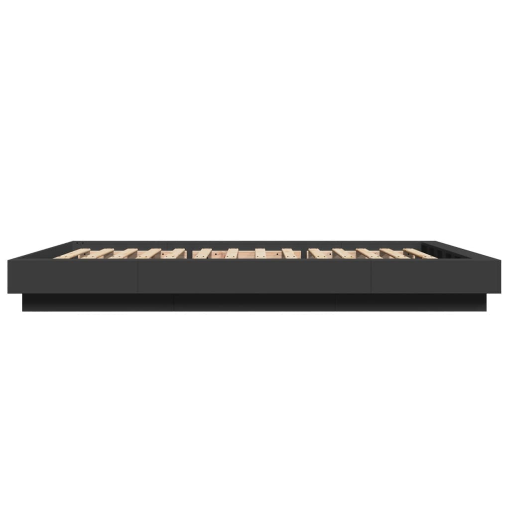 Okvir za krevet s LED svjetlima crni 120 x 190 cm drveni