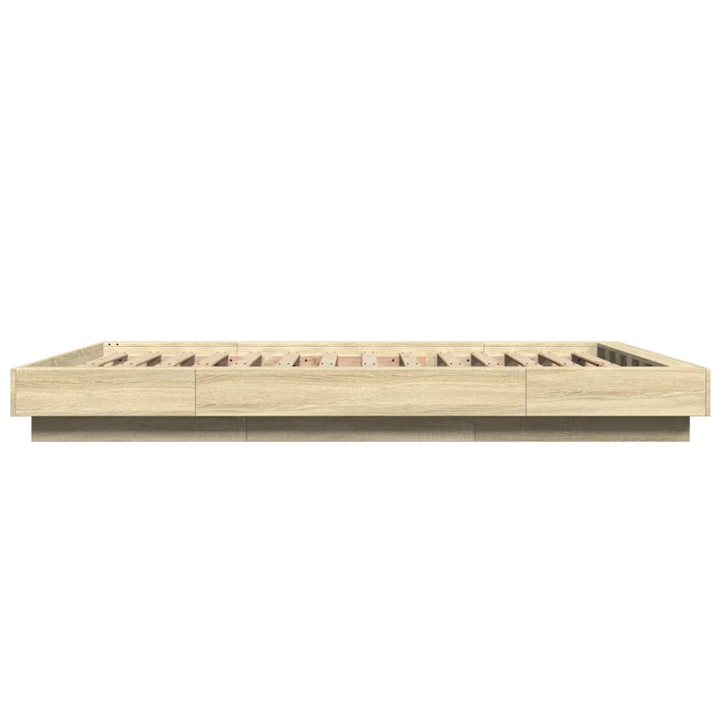 Okvir za krevet s LED svjetlima boja hrasta 120 x 190 cm drveni