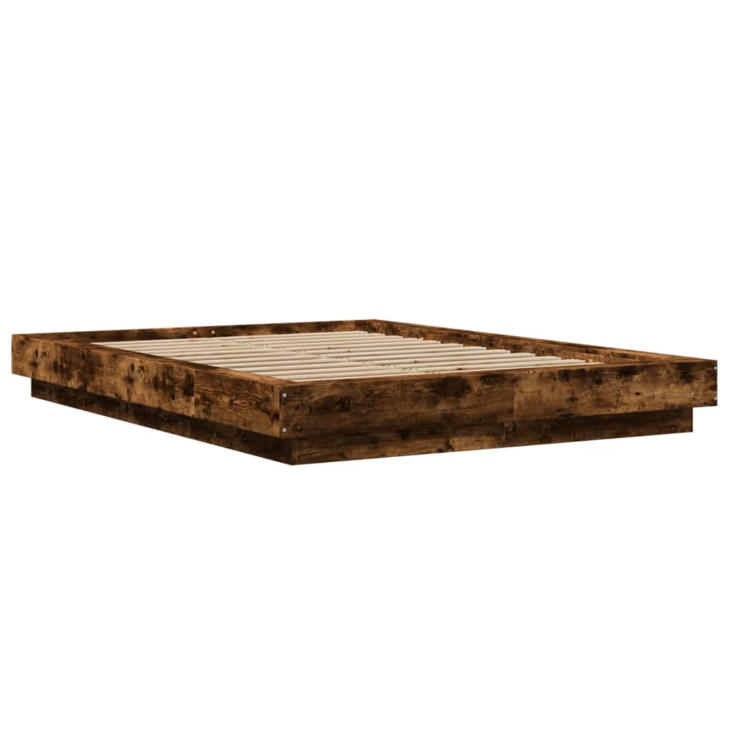 Okvir za krevet s LED svjetlima boja hrasta 120 x 190 cm drveni