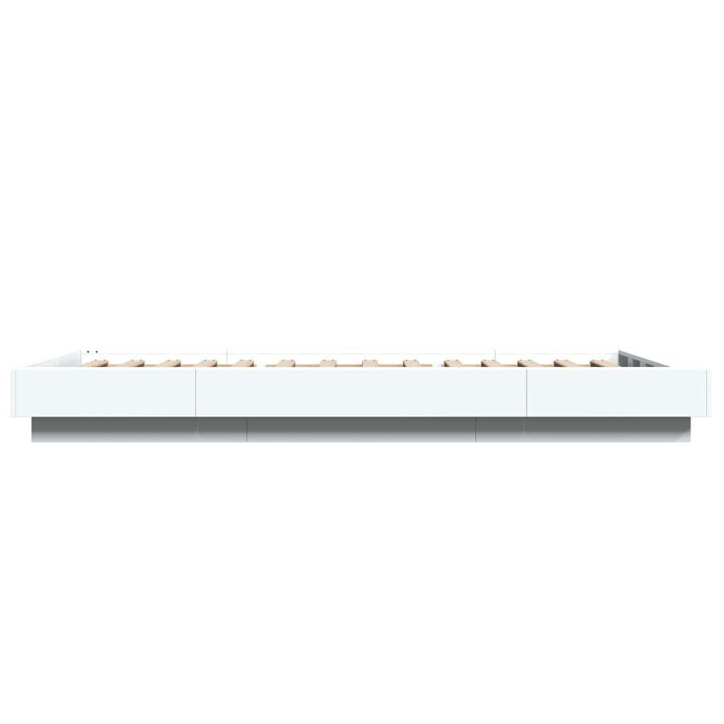 Okvir za krevet s LED svjetlima bijeli 90 x 190 cm drveni
