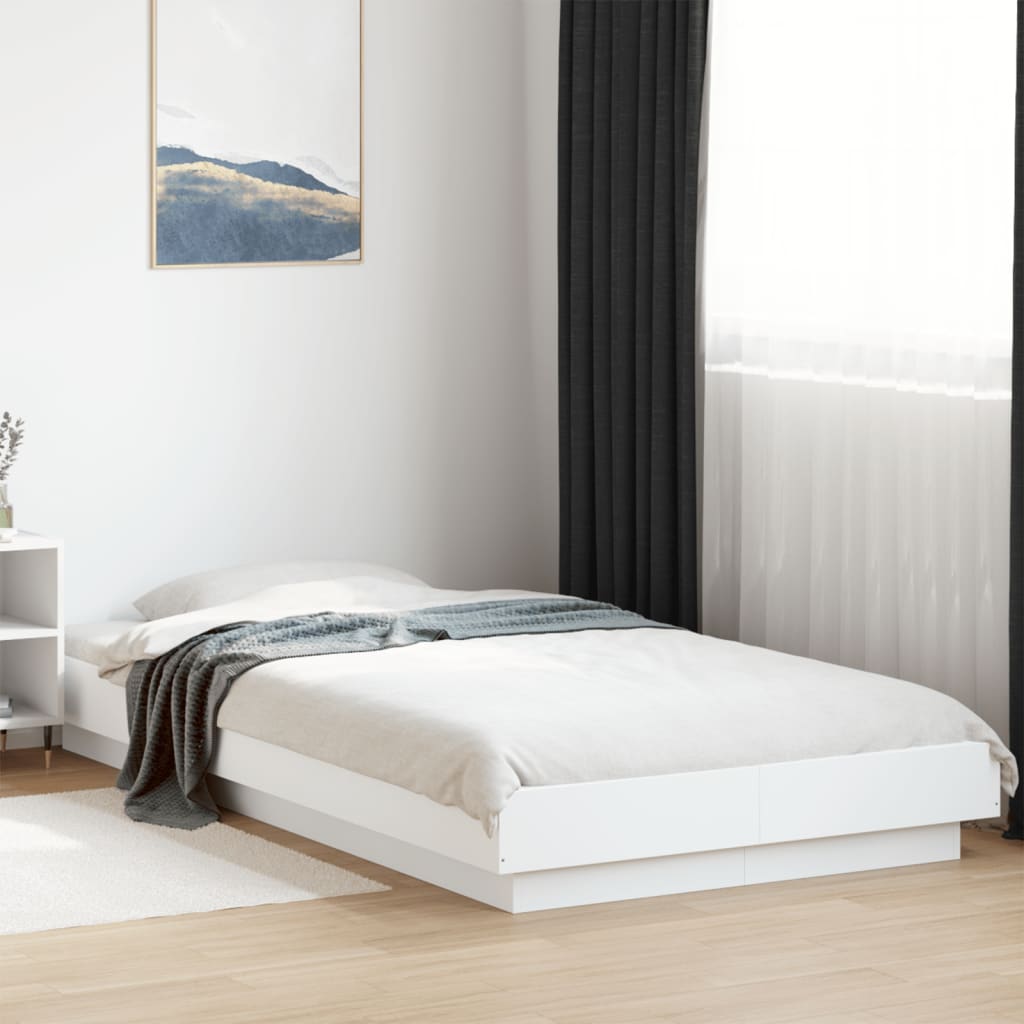 Okvir za krevet s LED svjetlima bijeli 90 x 190 cm drveni