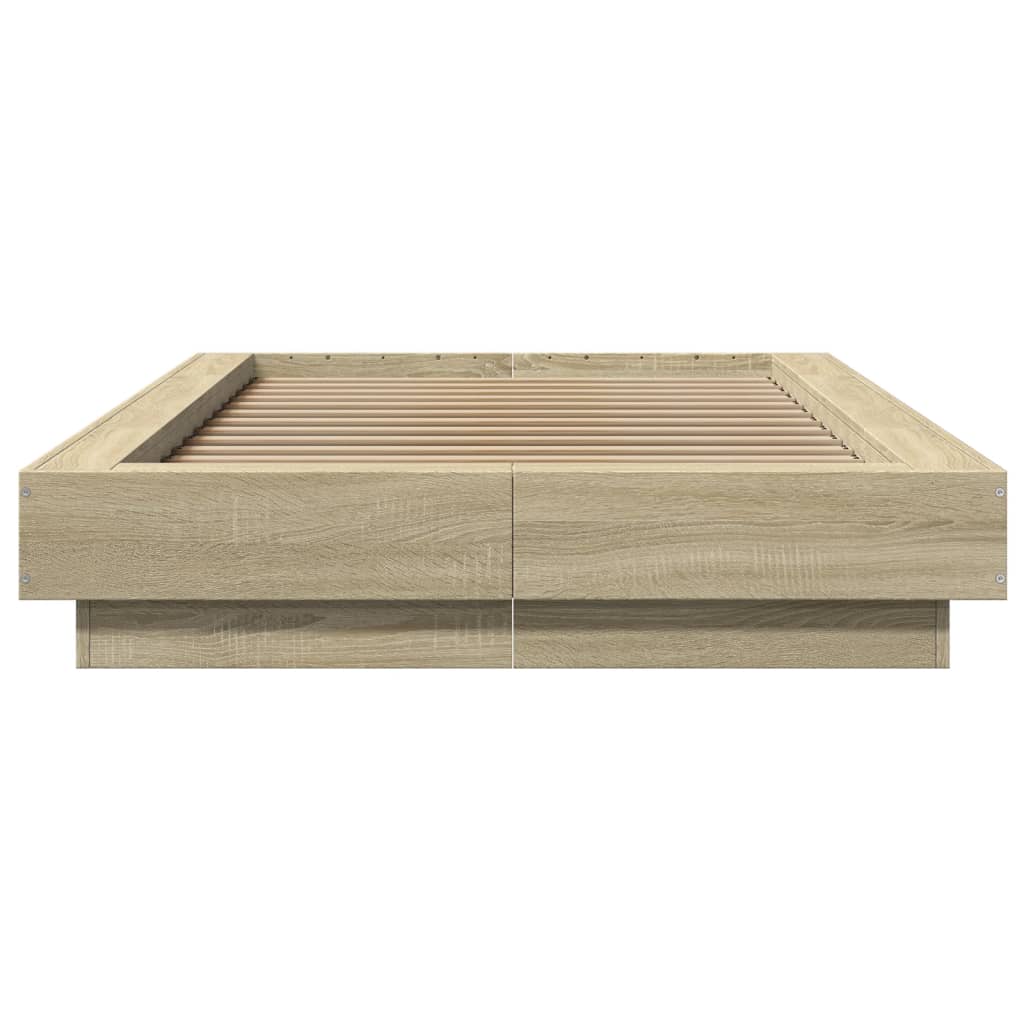 Okvir za krevet s LED svjetlima boja hrasta 90 x 190 cm drveni