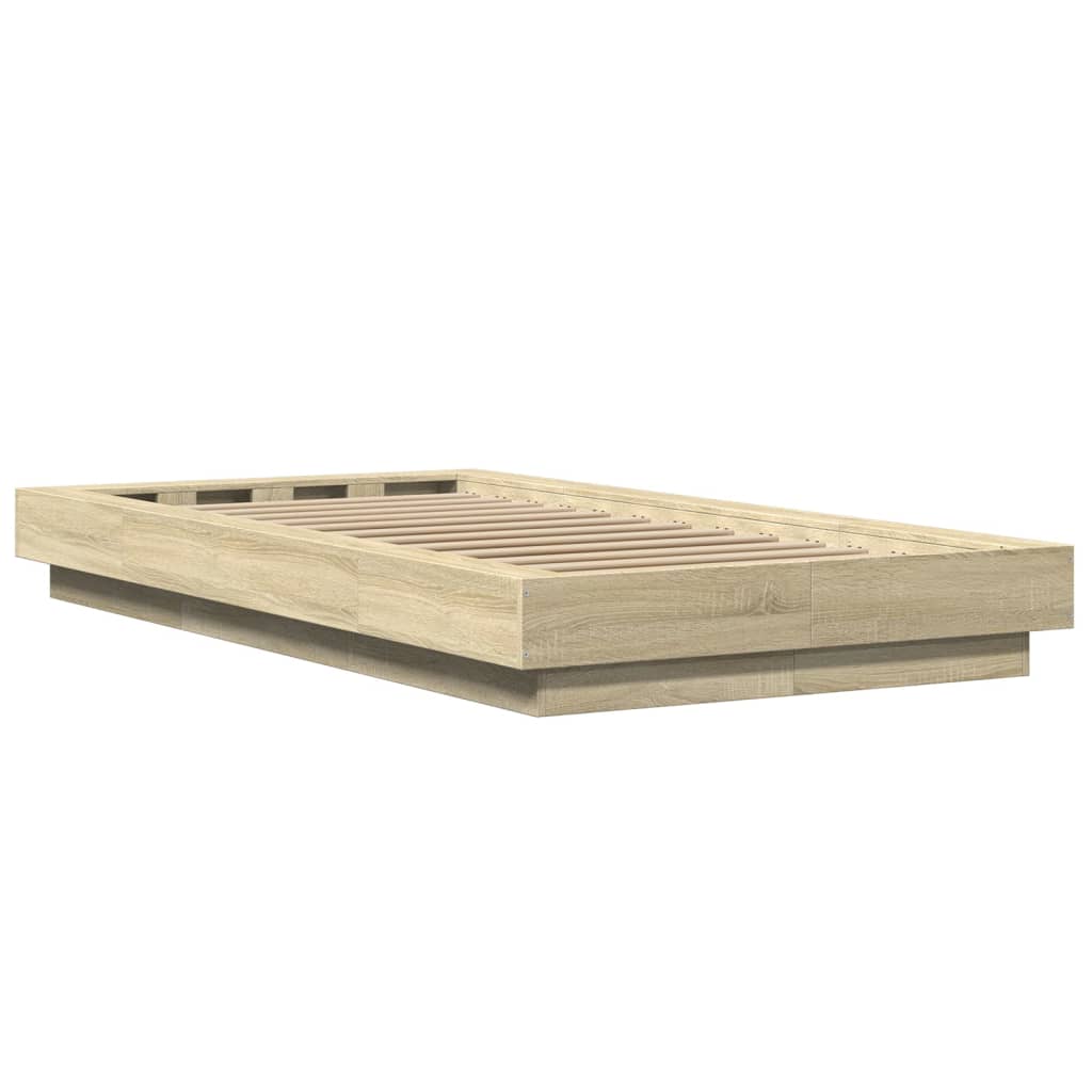 Okvir za krevet s LED svjetlima boja hrasta 90 x 190 cm drveni