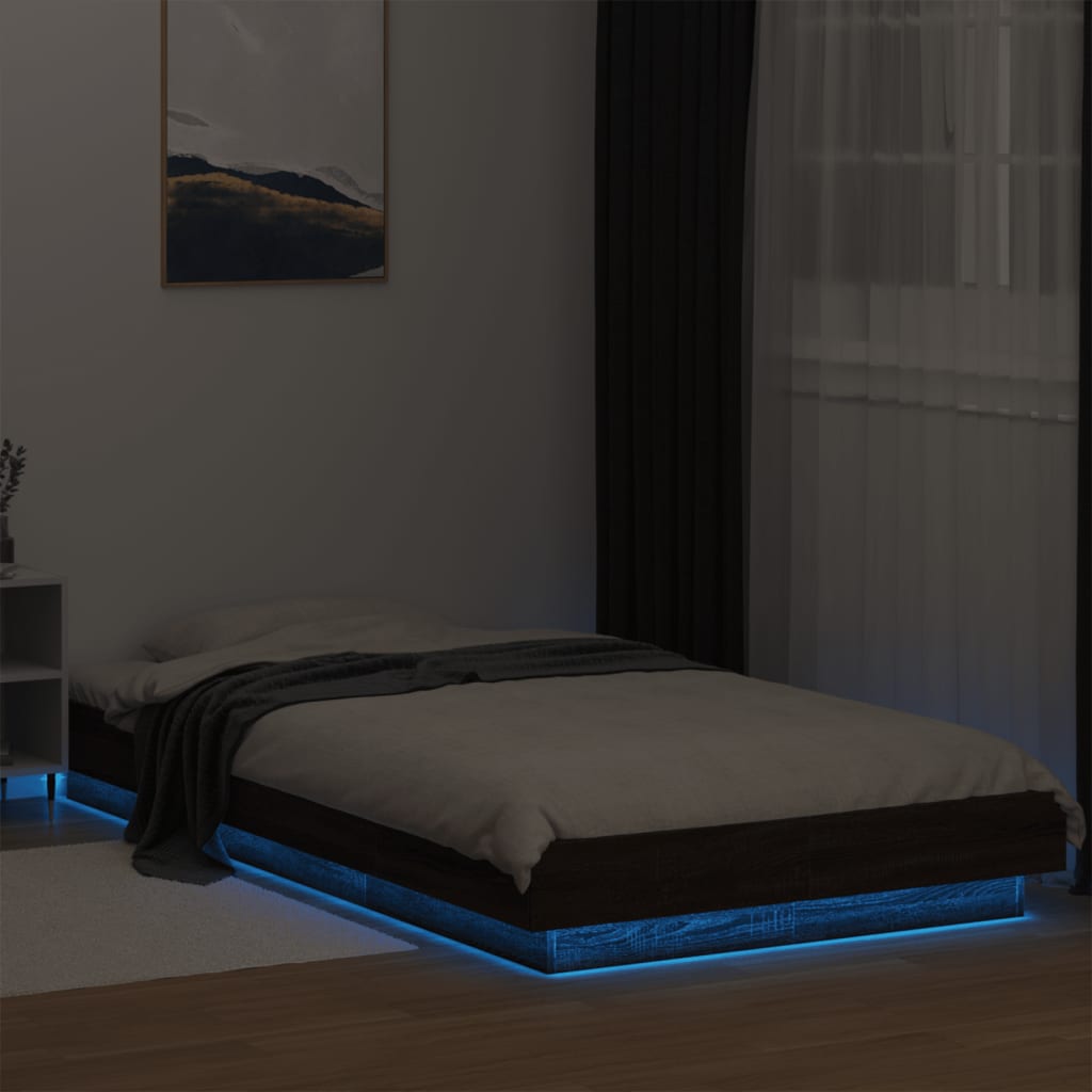 Okvir krevet s LED svjetlima 75x190 cm od konstruiranog drva