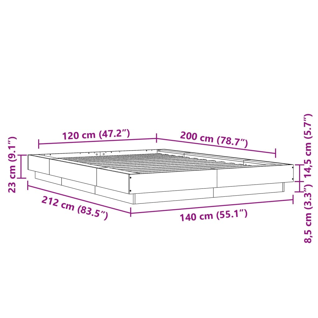 Okvir kreveta boja hrasta 120x200 cm od konstruiranog drva