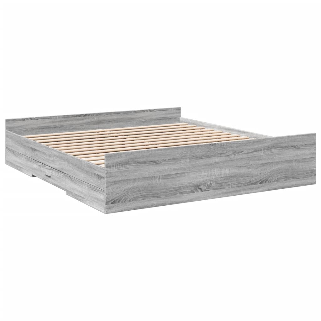 Okvir za krevet s ladicama boja hrasta 180x200 cm