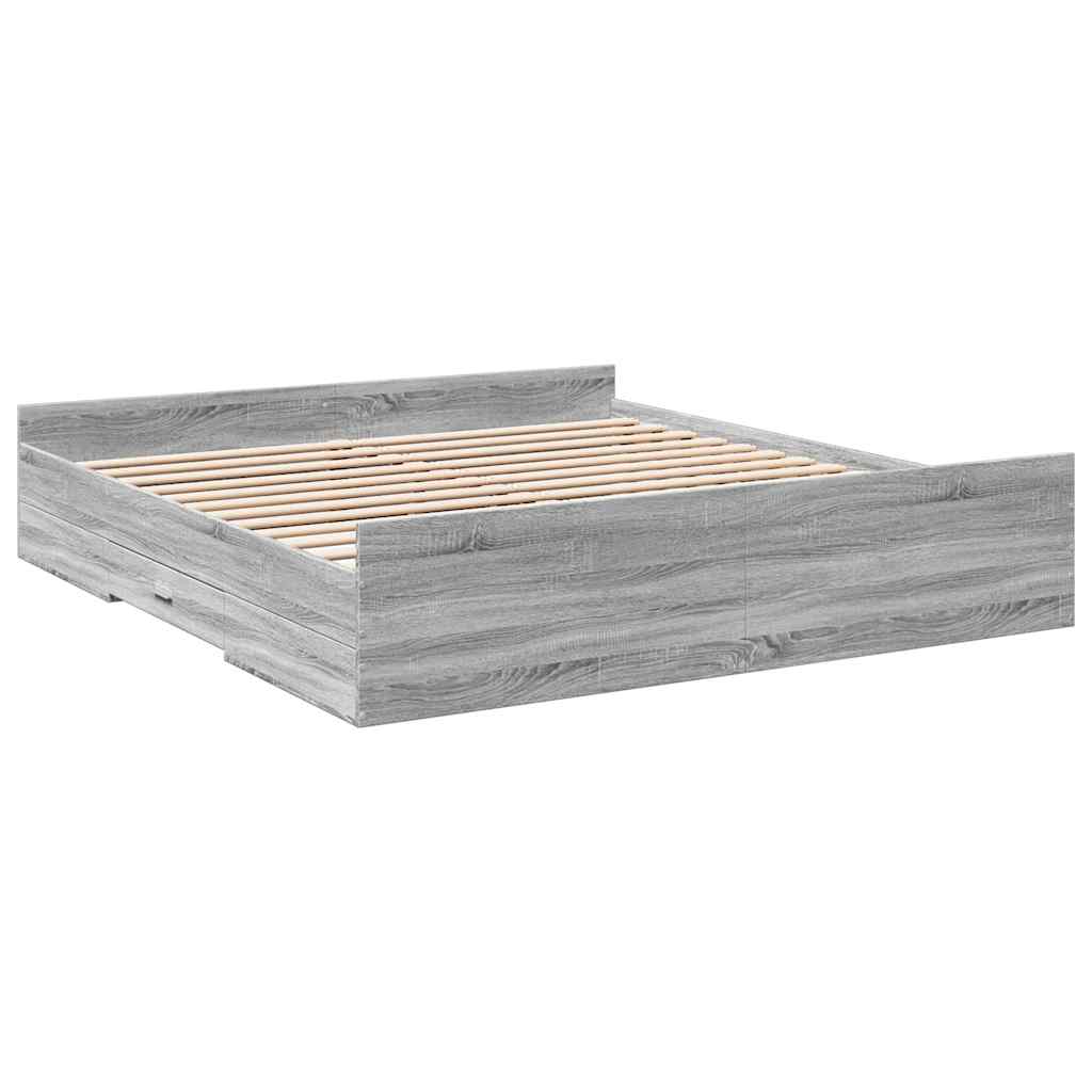 Okvir za krevet s ladicama boja hrasta 180x200 cm