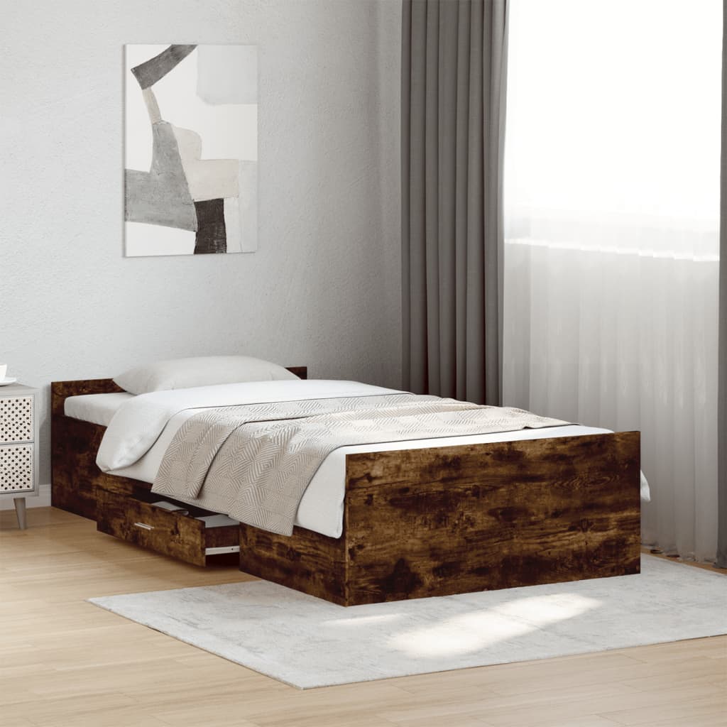 Okvir kreveta s ladicama boja hrasta 100x200 cm