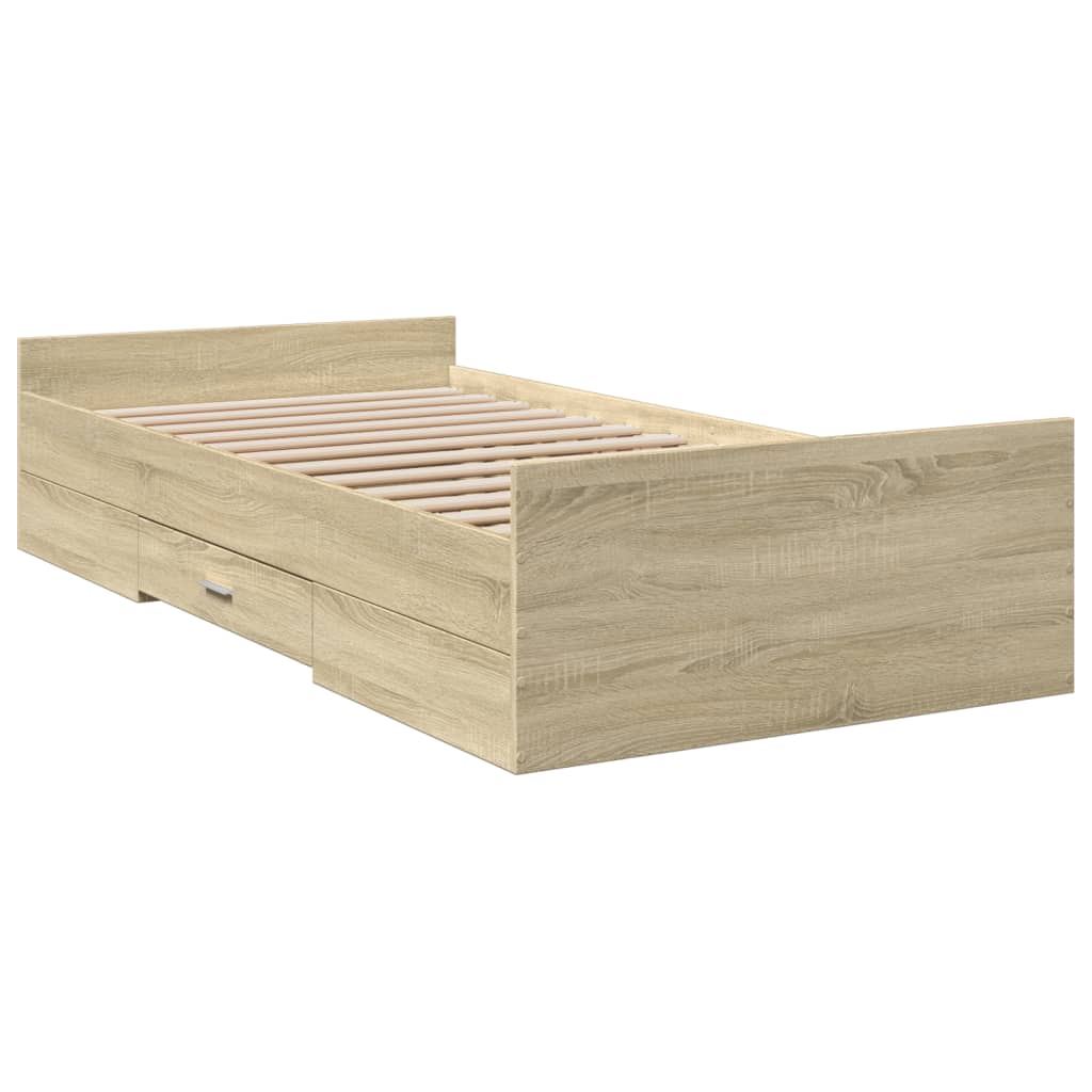 Okvir za krevet s ladicama boja hrasta 90x190 cm drveni