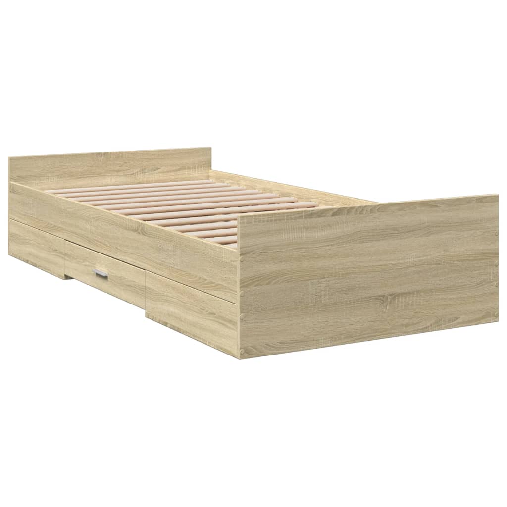 Okvir kreveta s ladicama boja hrasta sonome 75x190 cm drveni