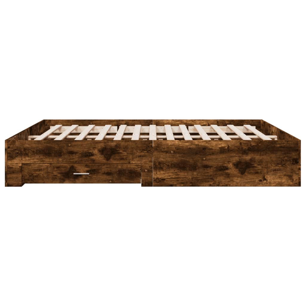 Okvir kreveta s ladicama boja hrasta 200x200 cm