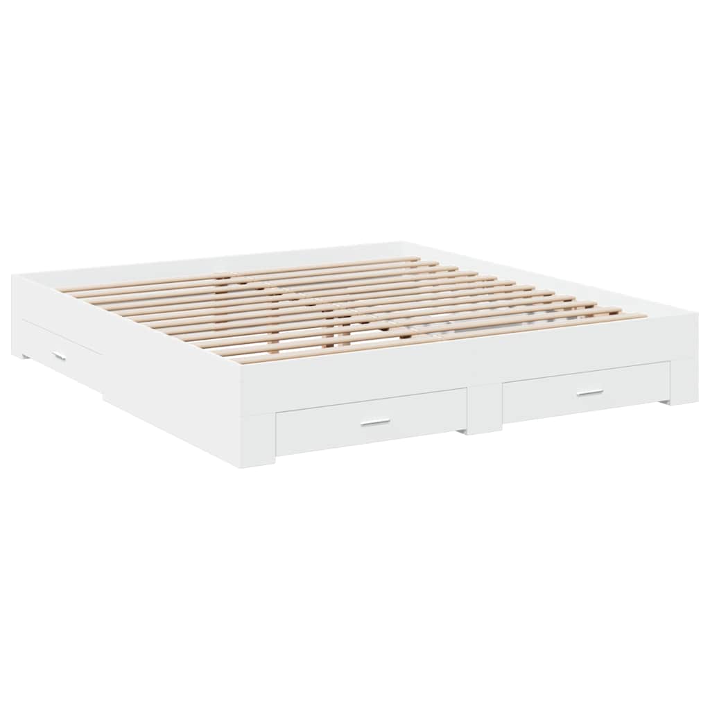 Okvir kreveta s ladicama bez madraca bijeli 180x200 cm