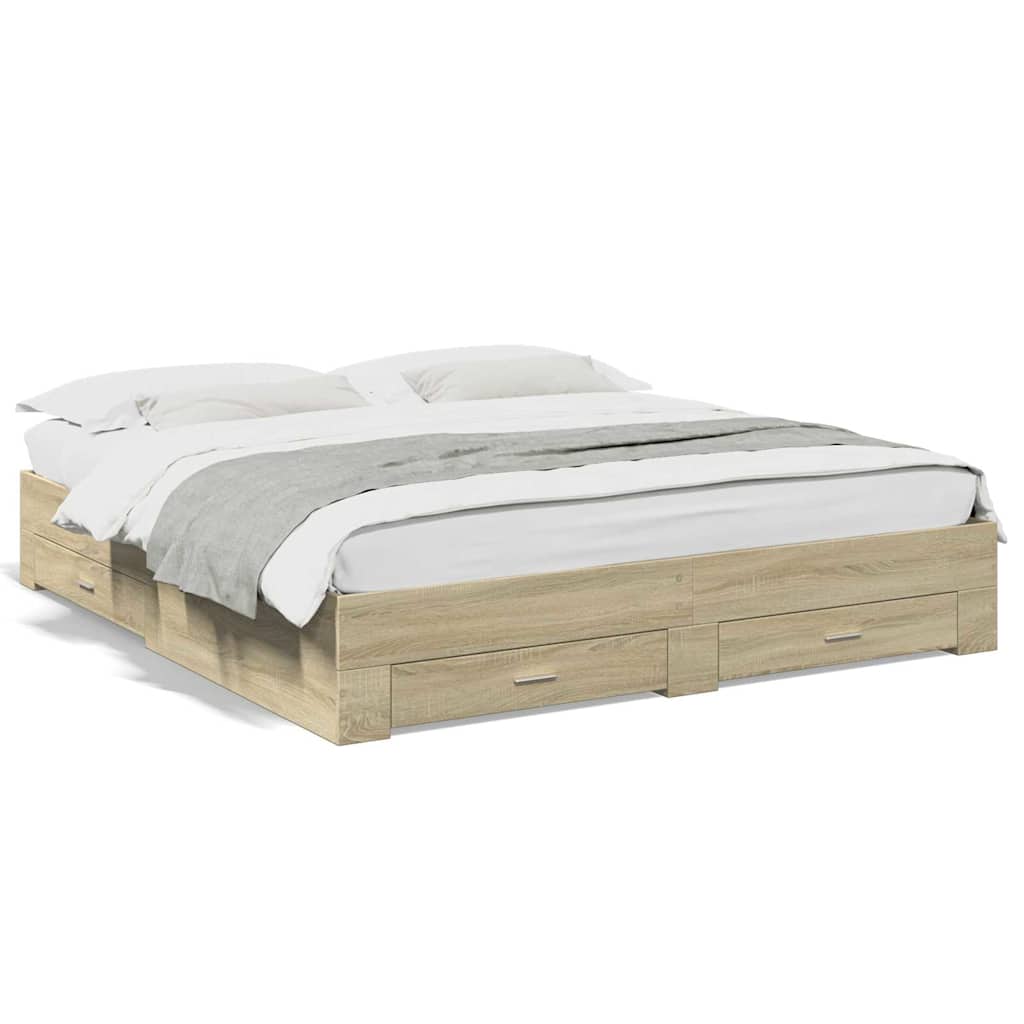 Okvir za krevet s ladicama boja hrasta 180x200 cm