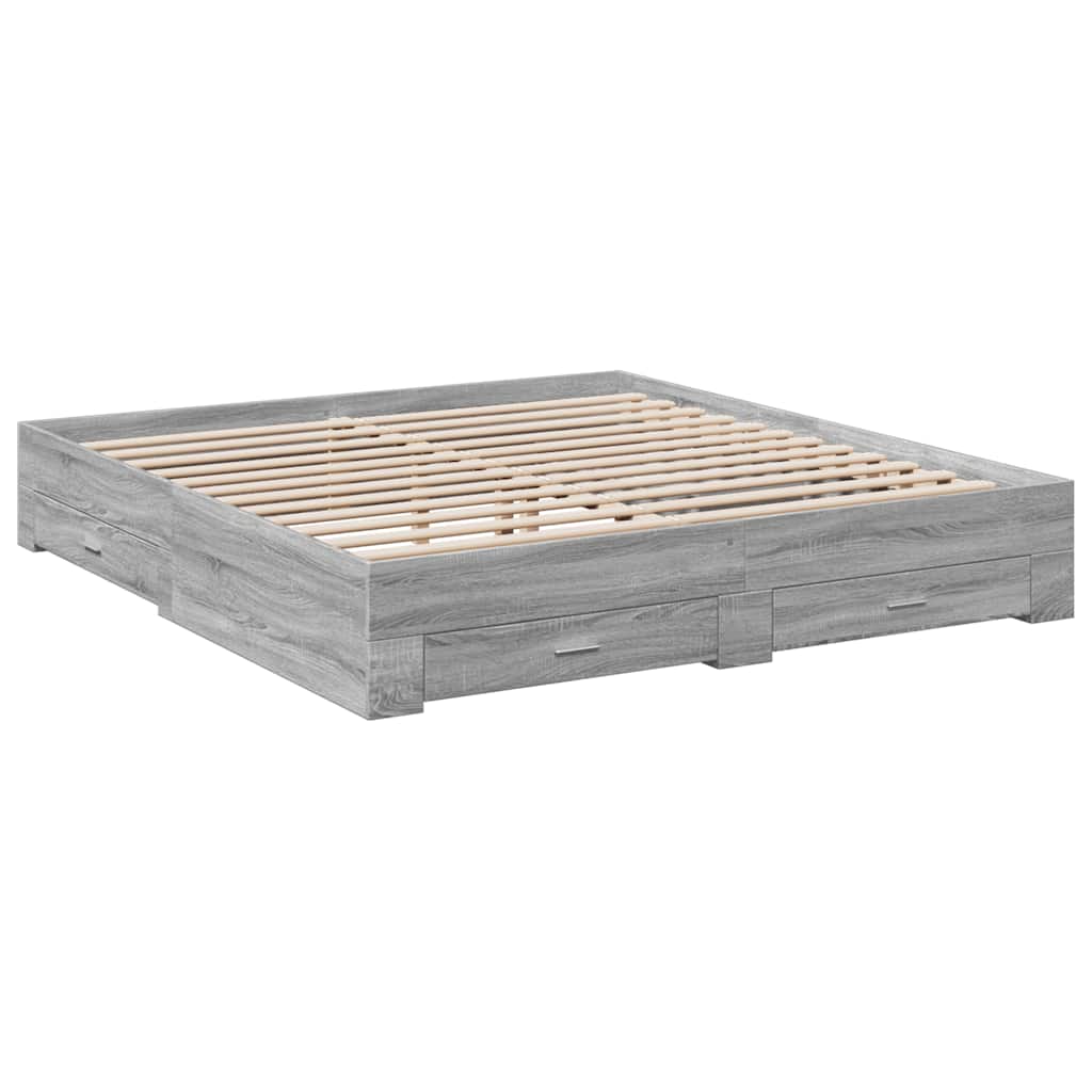 Okvir za krevet s ladicama boja hrasta 180x200 cm