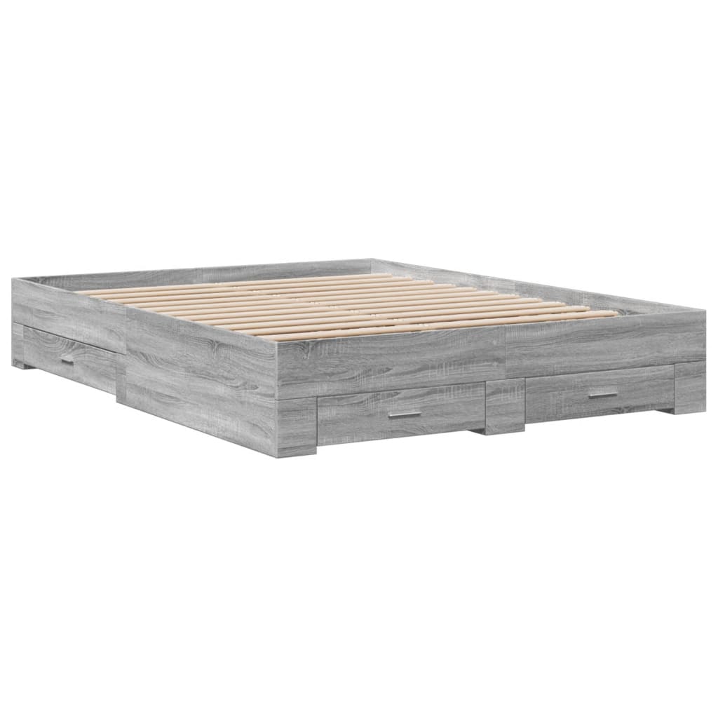 Okvir za krevet s ladicama boja hrasta 140x200 cm drveni