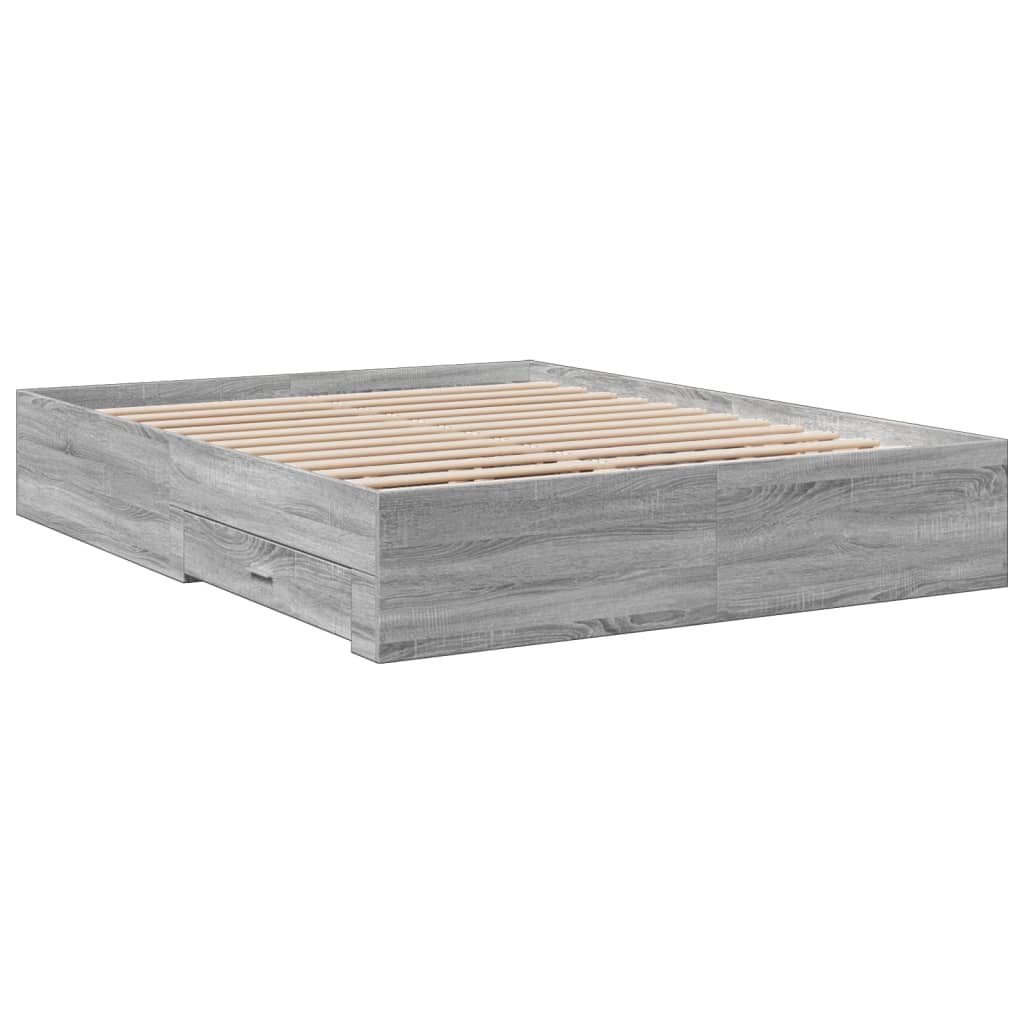 Okvir za krevet s ladicama boja hrasta 140x200 cm drveni